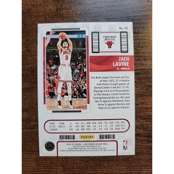 Zach LaVine 2022-23 Panini Contenders #42 - Chicago Bulls - NBA - Picture 2 of 2